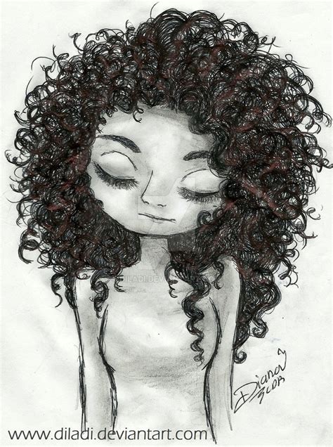 Curly Hair Pencil Drawing - bestpencildrawing