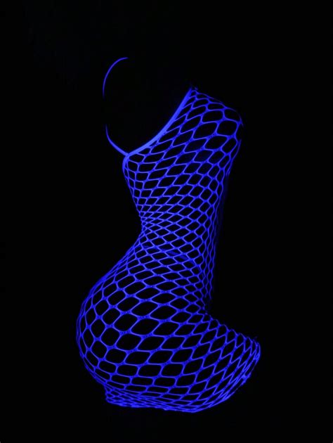 Robe de lingerie sexy pour femmes Lingerie en filet de pêche Nuit bleue qui brille sous les