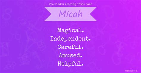 The hidden meaning of the name Micah | Namious