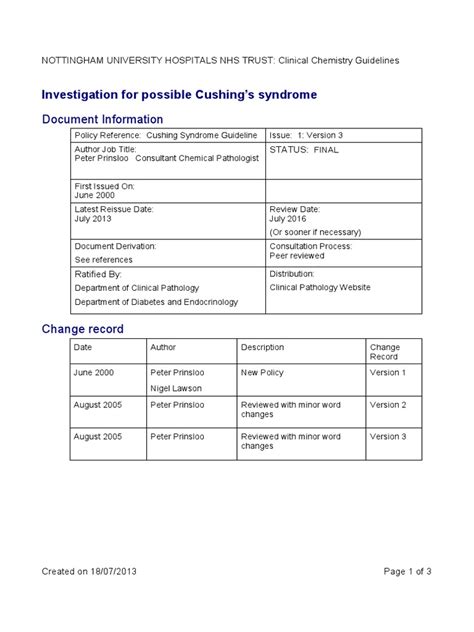 Cushing Syndrome Guideline Download Free Pdf Endocrine System