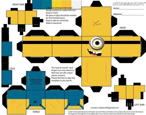 Paper Craft Paper Toys Papercraft Printable Minion Craft