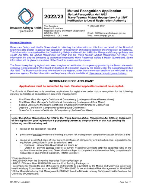 Fillable Online Mutual Recognition Application Form 1 Fax Email Print