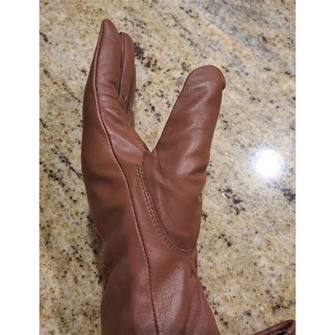 New! Brown Soft Leather Fleece Lined Gloves. Women's... - Depop