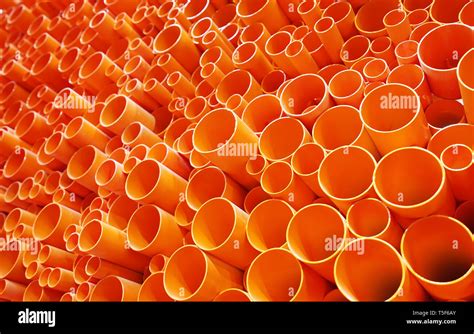 Orange Pvc Pipes Stacked In Construction Site Stock Photo Alamy