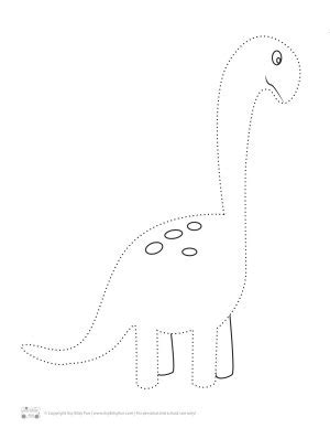 Dinosaur Tracing Coloring Pages - Free Printable - Itsy Bitsy Fun