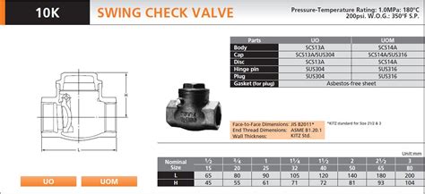 KITZ SWING CHECK VALVE TITAN INDUSTECH CO LTD VALVES AND STEAM