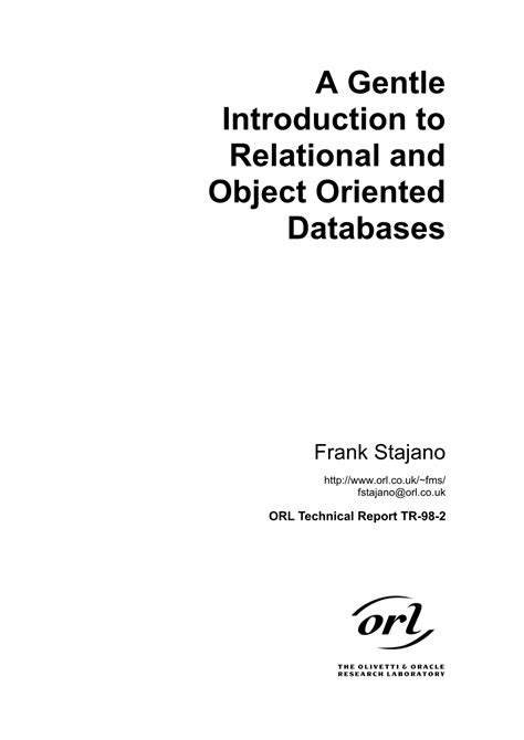 A Gentle Introduction To Relational And Object Oriented Databases Docslib