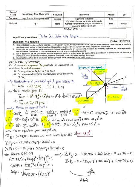 Solucionario Examen Final Mecánica y Resistencia de Materiales Kasey