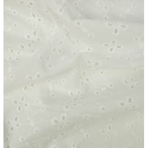 Tissu Broderie Anglaise Fleurs Boh Me Blanc Mercerine