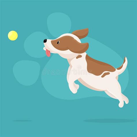 Netter Hund Der Vektorillustration Der Mit Ball Spielt Vektor