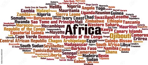 Countries in Africa word cloud concept. Vector illustration Stock ...