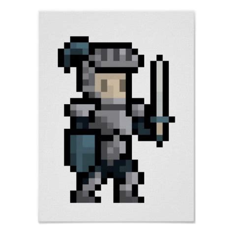 8-Bit Knight Pixel Art Poster | Zazzle | Pixel art characters, Pixel ...