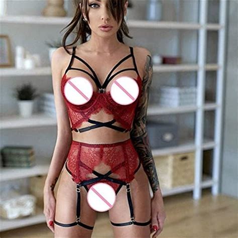 Lonly Damen Sexy Dessous Set Mit Blumen Spitze Push Up Bhs Mit String