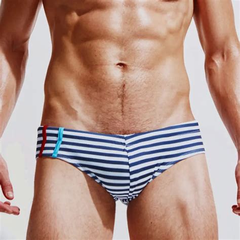Striped Swimwear Mens Swim Briefs Sexy Hot Gay Swimsuit Men Bikini Swimming Trunks Beach Surf