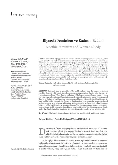 PDF Biyoetik Feminizm ve Kadının Bedeni