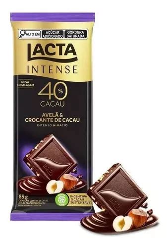 Chocolate Lacta Intense Meio Amargo 40 cacau Avelã e Crocante de Cacau 85g