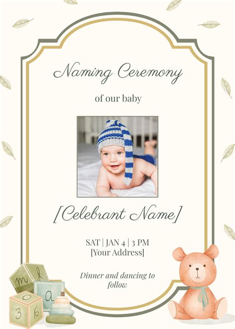 Free Naming Ceremony Invitation Templates And Examples Edit Online