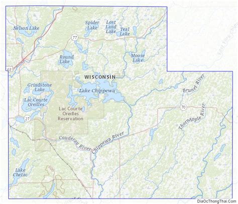 Map of Sawyer County, Wisconsin