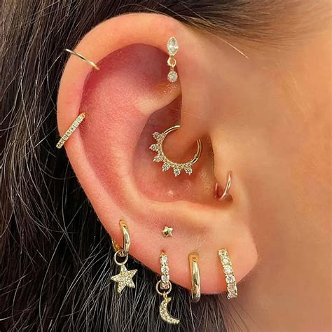 Daith Tragus Helix Kolczyk Do Piercingu Kobiety Cyrkon Gwiazda Ksi Yc