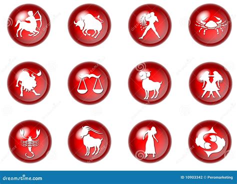 12 Red Zodiac Web Buttons Stock Vector Illustration Of Button 10903342