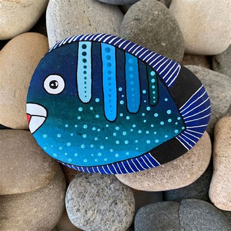 Steinmalerei Rockart Fisch In Diy Rock Art Painted Rocks