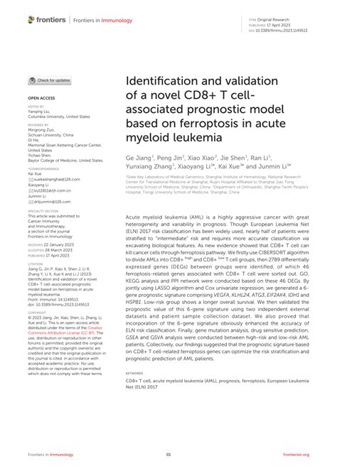 Pdf Identification And Validation Of A Novel Cd T Cell Associated