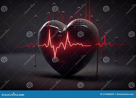 Red Heart With White Pulse Line On White Background Heart Pulse