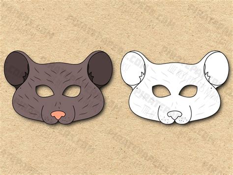 mouse masks printable color coloring paper diy  kids  adults