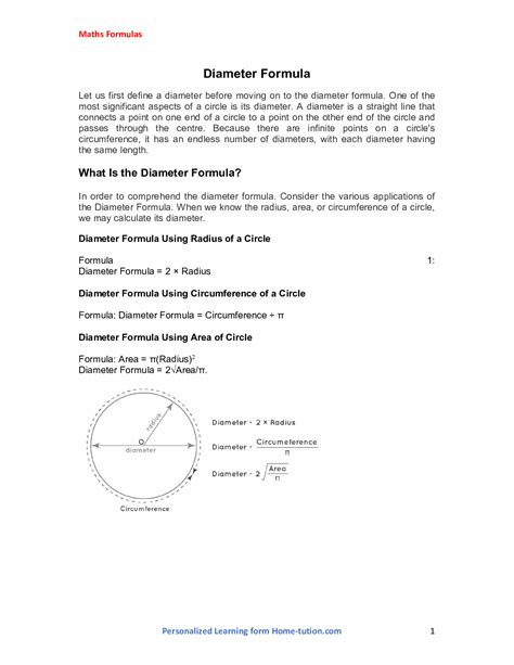 Diameter Formula Find The Definition Use And Solved Examples