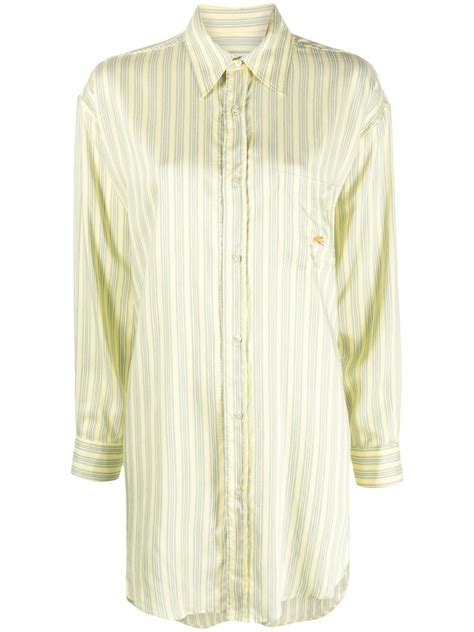 Etro Logo Embroidered Striped Shirt Farfetch