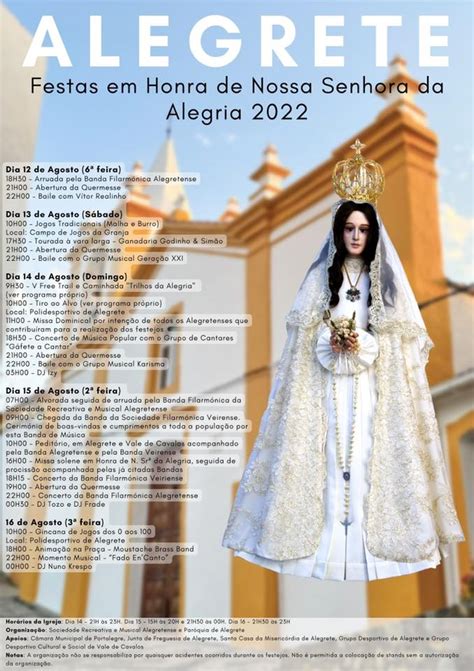 Festas Em Honra De Nossa Senhora Da Alegria Alegrete Agenda