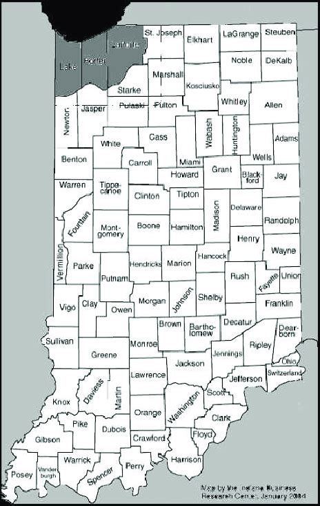 Indiana Map With Lake Porter And LaPorte Counties Northern Indiana