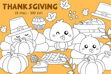 Thanksgiving Holiday Digital Stamp Graphic by Peekadillie · Creative ...