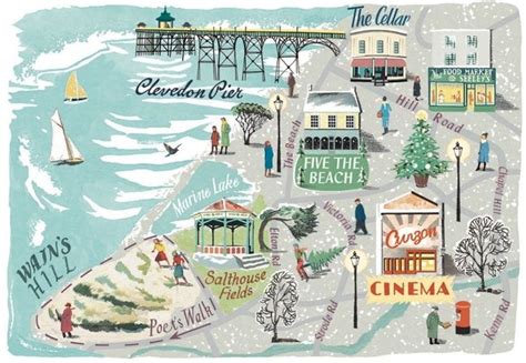 anna simmons map  clevedon  coast magazine clevedon illustrated map cartography