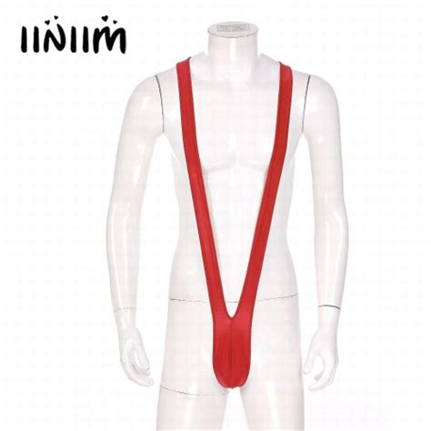 Lingerie Mens Glossy Mankini Costume Sexy Sunbathing Swimsuit Swimwear Bulge Pouch Thong V