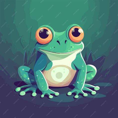 Premium Vector Cute Green Frog Cartoon Character Adorable Frog