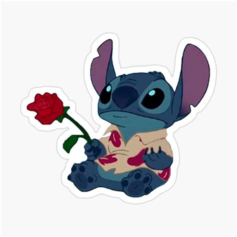 Stitch Rose Sticker For Sale By Samsar Bubble Stickers Disney