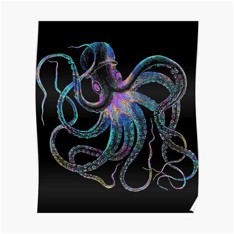 Psychedelic Octopus Trippy Kraken Ocean Sea Monster Classic Poster