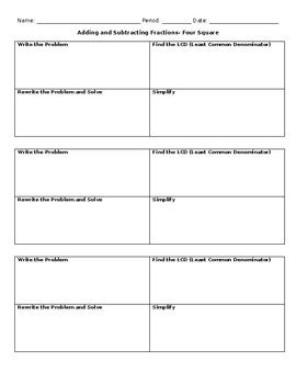 Adding Fractions Graphic Organizer by Lauren Kopel | TPT