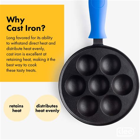 Klee Cast Iron Aebleskiver Pan With Silicone Handle Covers Pre