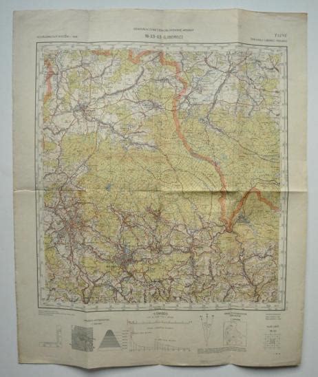 LIBEREC JABLONEC FRÝDLANT TANVALD JIZERSKÉ HORY MAPA GEN ŠTÁBU 1952