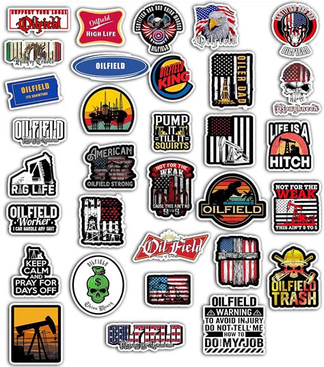 Oilfield Sticker Pack 32 Pcs Laminated Vinyl Waterproof