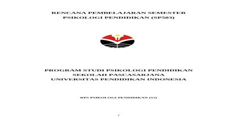 Rencana Pembelajaran Semester Psikologi Psikopend Sps Upi Edu Wp