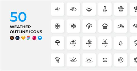 Outline Weather Icons Set, Graphics - Envato Elements