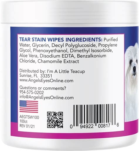 Angels Eyes Gentle Tear Stain Wipes For Dogs 100 Count