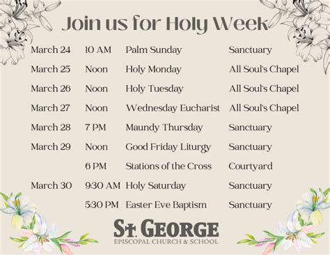 Holy Week Schedule St George Church