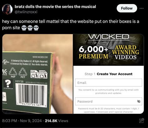 Mattels Wicked Movie Dolls Porn Site Link Package Know Your Meme