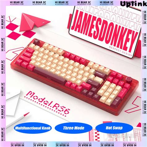 New Jamesdonkey RS6 Mechanical Keyboard Multifunctional Knob Three Mode Hot Swap RGB Wireless