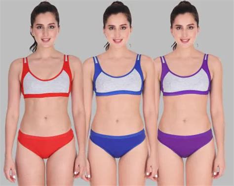 Buy Aamarsh Women S Red Blue Purple Cotton Bra Panty Set For Lingerie Set Undergarments