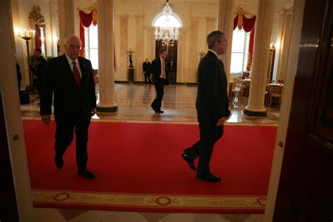 President Bush And Vice President Cheney Walk Together On The White House State Floor Nara